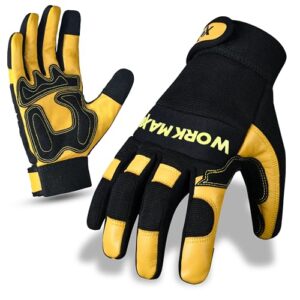 WORKMAXX Gardening Working Gloves Garden Thorn Proof Flexible Heavy Duty Leather Mechanic Utility Dexterity Breathable Construction Gloves for Work Mens Women (MUSTARD