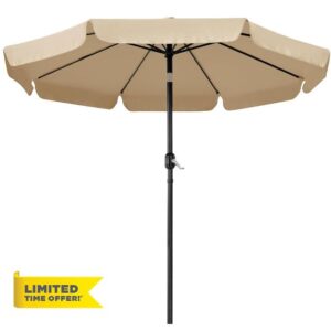 Yaheetech 2.7M Garden Parasol Umbrella Table Patio Umbrella Outdoor Sun Shade Umbrella with Crank Handle & 8 Metal Ribs for Garden/Deck/Balcony/Beach/Pool Ta
