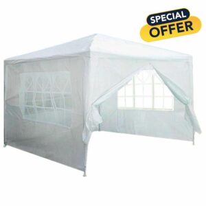 Neo 3X3M Event Gazebo 4 Side Panels Outdoor Waterproof Garden Party Tent Marquee Canopy Shelter Coated Steel Frame (White)