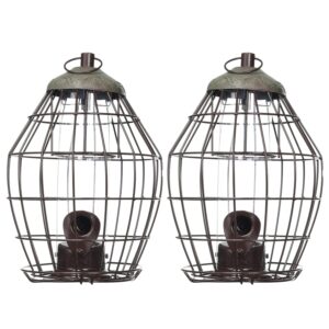 Perfectonish Squirrel Proof Bird Feeders UK Hanging Mount Grey Metal Bird seed Feeder (2)