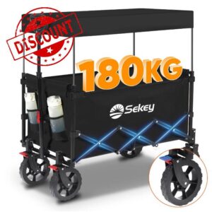 Sekey 250L Large Folding Camping Trolley with Removable Canopy