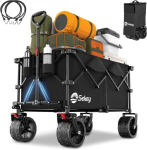 Sekey 200L Folding Festival Trolley with All-Terrain Extra Wide Wheels and Brake