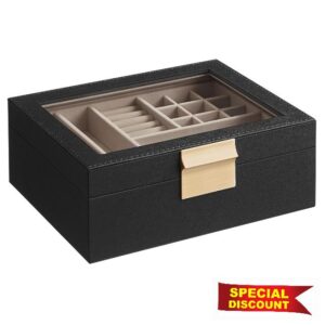 SONGMICS Jewellery Box with Glass Lid