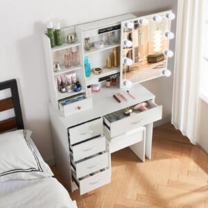 Guanglai Vanity Set Dressing Table with Lighted Makeup Mirror
