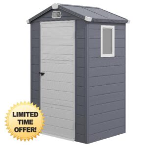 Outsunny 4 x 3ft Plastic Garden Storage Shed with Foundation Kit