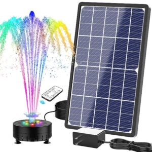 SUJFEE 14W LED Solar Water Fountain for Outdoor with Remote Control