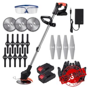 DJROLL Cordless Grass Trimmer with Charger and 2 Lithium Battery