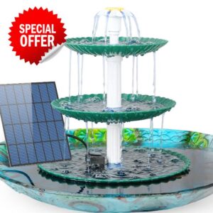 AISITIN DIY 3 Tiered Bird Bath Solar Water Fountain