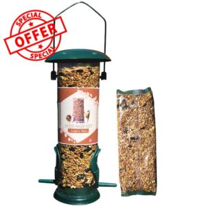 Emjeez Mart Wild Bird Feeder Pre-Filled with Premium Seeds Plus Extra Seed Packet