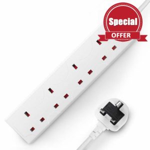 DESIRETECH White Electric Extension Lead - 4 Gang