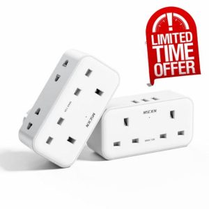 7-in-1 UK to European Plug Adapter with 3 USB