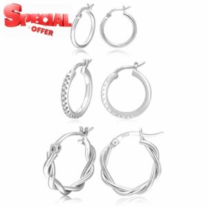 Gold Hoops Earrings for Women S925 Sterling Silver Post Hoop Earrings 18k Gold Hypoallergenic Cubic Zirconia Small Gold Hoops Earrings Set for Women Girls 13/15 /20mm PABBEU
