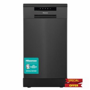 Hisense HS523E15BUK Slimline 10 Places Free Standing Dishwasher Black with 30 Minutes Quick Wash [Energy Class E]            [Energy Class E]