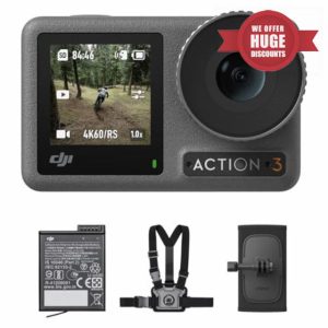DJI Osmo Action 3 Outdoor Combo - 4K/120fps Action Camera with chest & Backpack Strap Mount for hiking and cycling