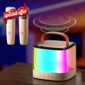 Exsivemy Karaoke Toys for Kids Girls and Adult,Portable Bluetooth Karaoke Machine with 2 Microphones 4-16 Years RGB Lighting Up with Night Light/TWS/AUX for Home Birthday Party