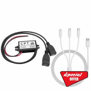 12V to 5V USB Converter Car Power DC-DC Buck Adapter with Dual USB Ports