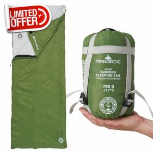 Trinordic Rectangular Ultralight Sleeping Bag – 700g with Anti-Snag Zipper