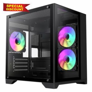 GameMax Infinity Mini Micro-ATX PC Gaming Case With 3 x GameMax FN-12 Rainbow-C9-Infinity Fans