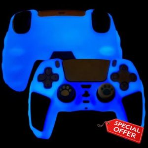 HLRAO Blue Anti-Slip Glow In The Dark PS5 Controller Skins