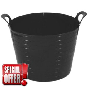 SET OF X2 Unibos Heavy Duty 42 Litre Large Garden Home Flexible Rubber Storage Container Bucket Polyethylene Rubber Storage Container Bucket Polyethylene Flex Tub (2PCS)