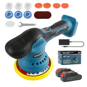6 Inch Portable Wireless Polishing Waxer Machine Kit with 2Pcs 2.0Ah Battery
