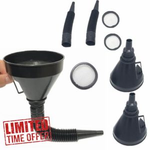 flaueo 3pcs Fuel Funnel Large Plastic Car Fuel Funnel Funnels Petrol oil Funnel with Detachable for motorcycle
