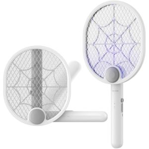 Foldable Fly Killer Electric Mosquito Swatter USB-C Rechargeable Bug Zapper Racket for Home Indoor and Outdoor Large Surface Fly Zapper Racket with 3-layer Dense Mesh