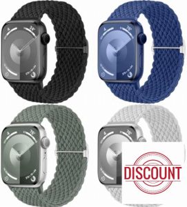 Mastten 4 Pack Solo Loop Braided Straps Compatible with Apple Watch Straps 40mm 41mm 38mm 42mm 44mm 45mm 49mm for Women Men