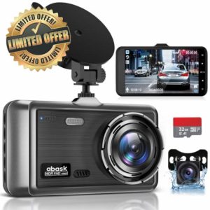 abask Dash Cam Front and Rear with 32GB SD Card