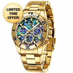 BIDEN Mens Watches Chronograph Stainless Steel Waterproof Date Analog Quartz Watch Business Casual Fashion Wrist Watches for Me