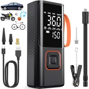7500mAh Rechargeable Cordless Tyre Inflator 150PSI Car Tyre Pump 5 Mode Digital Display Auto Shut-Off w/Air Pressure Guide for Car