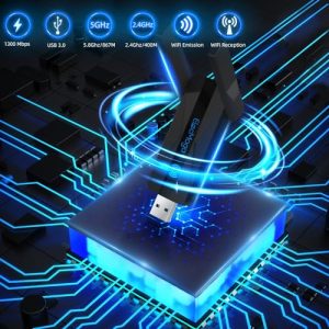 1300Mbps Wifi Adapter High Gain USB 3.0 5dBi Dual Band 2.4GHz/5GHz USB Wireless for PC/Desktop/Tablet/Laptop