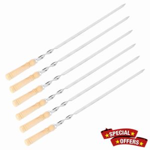 Milisten 6pcs Marshmallow Sticks Kabob Sticks Needle Sticks Shrimp Skewers for Grilling Roasting Skewers for Picnic Metal Skewers for Grilling Bbq Forks Barbecue Sign Bamboo Stainless Steel
