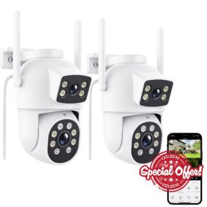 Reobiux Security Camera Outdoor with Dual Lens
