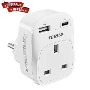UK to European Travel Plug Adapter