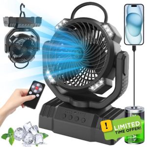 Shinkuro 10000mAh Rechargeable Camping Fan with LED Lantern