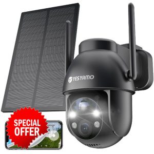 YESYAMO 360° PTZ Solar Security Camera Outdoor Wireless