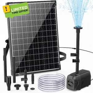 Biling Solar Pond Pump 20W 1200L/H Solar Water Fountain with 2M Hose DIY Solar Powered Garden Water Feature 5M Cord Solar Water Pump for Garden Fountain Pond Stream Waterfall Pool            [Energy Class A+++]