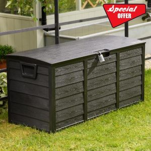 Olsen & Smith 290L Capacity Outdoor Garden Plastic Storage Cushion Box Furniture - Lockable with Padlock Lock