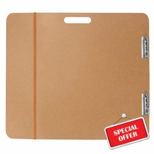 Kurtzy Large Artist Sketch Board - 66 x 58.3cm / 25.98 x 22.95 Inches - Wooden Tote Hardboard Clipboard with Handle and Double Clip - Painting
