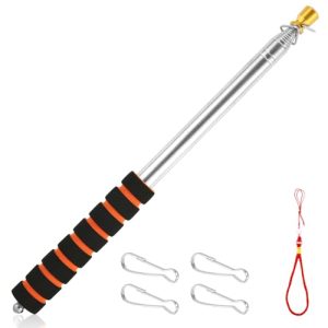 Portable Flag Pole Anti-Slip Teaching Pointer Stick Lightweight Tour Guide Flag Pole Pointer Extendable Flag Pole for Festival Teacher (Orange)