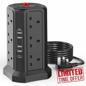 Tower Extension Lead with USB Slots 3M and 20W USB C Fast Charger