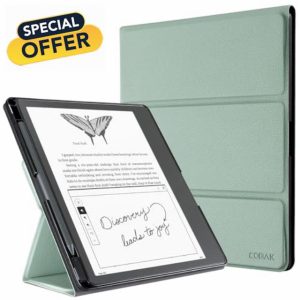 CoBak Tri-fold Case for Kindle Scribe - Premium Folio Leather Cover with Pen Holder
