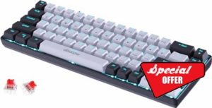 abucow 68-Key Mechanical Keyboard with Blue Backlight 60% Gaming Keyboard Gray-Black Keycaps - Red Switches for a Premium Typing and Gaming Experience on PC and Mac (Gray-Black Keyboard)