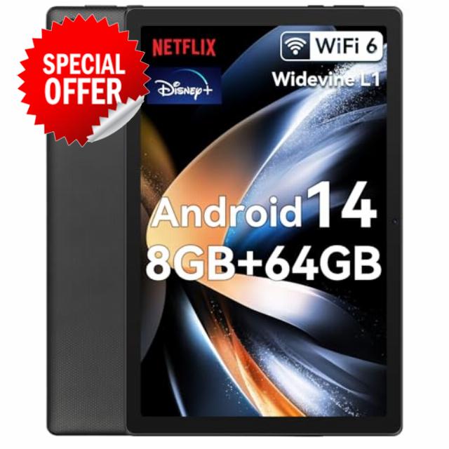 HotLight Tablet 10 inch Android 14 Octa-Core Processor