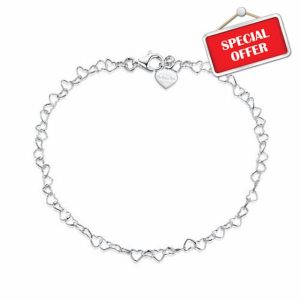 Amberta Italian Sterling Silver Heart Anklet for Women 925 | Heart Ankle Bracelets for Women Sterling Silver | Sterling Silver Ankle Bracelets for Women | 925 Silver Anklet Adjustable
