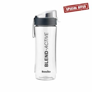 Breville Blend Active Bottle (600ml) | Clear Smoothie Bottle | Leak Proof | Grey Lid [VBL247]