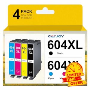 CATJOY 604XL Ink Cartridges Replacement for Epson 604 Ink Cartridge Expression XP-2200 XP-2205 XP-3200 XP-3205 XP-4200 XP-4205 Workforce WF-2930 WF-2935 WF-2950 (1 Black
