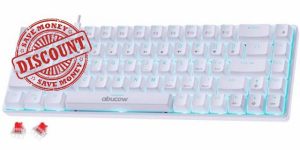 abucow 68-Key Mechanical Keyboard with Blue Backlight 60% Gaming Keyboard White Keycaps - Red Switches for a Premium Typing and Gaming Experience on PC and Mac(White Keyboard)