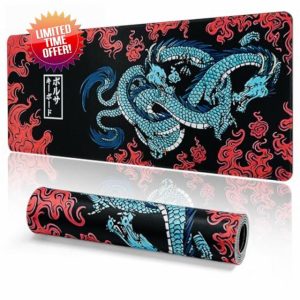EFISH Gaming Mouse Mat Large Mouse Pad (31.5" x 11.8") Washable Laptop Desk Pad